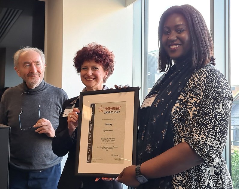 Jennifer Danso accepting Solvay&#x27;s award