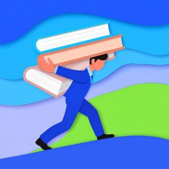 carrying books cartoon image ai